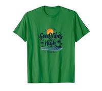 Good Vibes & High Tides: Beach Surf Sunset, hawaiians T-Shirt, Men, Kelly Green, XXL
