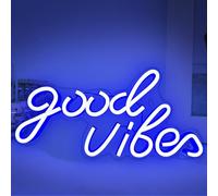 Good Vibes Neon Sign, LED Neon Light Signs for Wall Decor, Art Decoration Letter Neon Light Sign for Bedroom Decor,Birthday Party,Wedding,Valentines Day Gift (Good Vibes-Blue),40 x 24CM