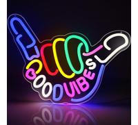 Good Vibes Neon Sign, Niubility Dimmable Good Vibes Only Neon Signs Light with ON/OFF Switch, USB Powered Neon Signs for Wall Decor, Colorful Light Up LED signs for Bedroom Game Room Party Club Decor