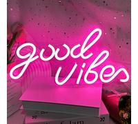 Good Vibes Neon Sign Pink LED Neon Light Signs for Wall Decor USB Powered