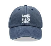 Good Vibes Only Baseball Cap Vintage Washed Unisex Dad Hat Low Profile Adjustable Blue Denim