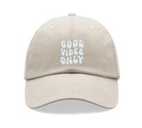 Good Vibes Only Baseball Cap Vintage Washed Unisex Dad Hat Low Profile Adjustable Stone