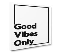 Good Vibes Only Black Border Modern Typography Quote Canvas Print | Gallery Wrapped 30mm Frame Wall Art | 14x14 inches | Ready to Hang | Modern Typography Picture | Living Room Bedroom Lounge Office