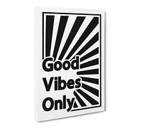 Good Vibes Only Black Rainbow Typography Quote Canvas Print | Gallery Wrapped 30mm Frame Wall Art | 20x14 inches | Ready to Hang | Modern Typography Picture | Living Room Bedroom Lounge Office