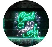 Good Vibes Only Man Cave Bar Room Décor Dual Color LED Neon Sign White & Green 300 x 210mm st6s32-i3212-wg