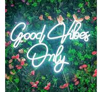 Good Vibes Only Neon Sign for Wall Decor 21.6" x 14.1" Large Cool White LED Fun Vibe Lights for Party, Bedroom, Bar, Wedding Decoration - Best Gifts for Birthday, Christmas