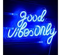 Good Vibes Only Neon Signs Blue LED Neon Wall light Words LED Light Sign Neon Lights for Bedroom Acrylic Letters Wall Art for Party Bar Home Decor