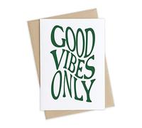 Good Vibes Only Positivity Birthday Card For Friends Inspirational Good Luck Colourful Congratulations Greetings Cards New Job Venture A6 (Forest Green)