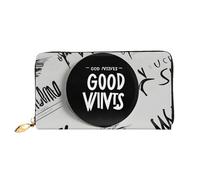 Good Vibes Only Print Cellphone Credit Card Money Holder Wallet Leather Women Card Wallet Zipper Pocket, Black, One Size, Black, One Size