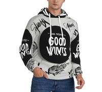 Good Vibes Only Print Men'S Casual Hoodie Pullover, Thin Fleece Long Sleeve Loose Hooded Sweatshirt With Pocket And Comfortable Drawstring For Workout Black