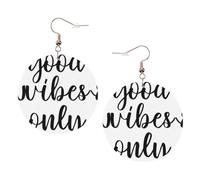Good Vibes Only Printed Faux Leather Earrings Set For Women, 1 Pair Lightweight Dangle Drop Pierced Earrings Jewelry Gifts For Women