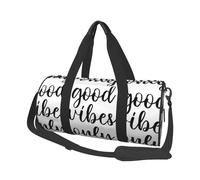 Good Vibes Only Travel Duffel Bag for Women Men,Print Polyester Tote Round Luggage Bag with Shoulder Strap