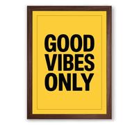 Good Vibes Only Typography Framed Wall Art Print A2 (59.4×42cm) Walnut, Wall Decor for Living Room, Bedroom, Office & Home, Ready to Hang, Art Gift