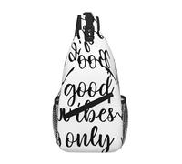 Good Vibes Only Unisex Chest Sling Bag With Multi-Pocket Design,Large Capacity Crossbody Bag Durable Polyester Adjustable Strap For Daily Commute Travel