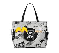 Good Vibes Onlyprint Large Capacity Beach Travel Bag,With Zipper And Pockets For Travel Vacation Gym