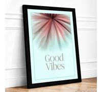 Good Vibes Starburst Minimalist Framed Wall Art Print A1 (84.1×59.4cm) Black, Wall Decor for Living Room, Bedroom, Office & Home, Ready to Hang, Art Gift
