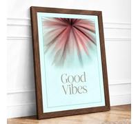Good Vibes Starburst Minimalist Framed Wall Art Print A1 (84.1×59.4cm) Walnut, Wall Decor for Living Room, Bedroom, Office & Home, Ready to Hang, Art Gift