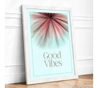 Good Vibes Starburst Minimalist Framed Wall Art Print A1 (84.1×59.4cm) White, Wall Decor for Living Room, Bedroom, Office & Home, Ready to Hang, Art Gift