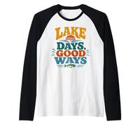 Good Ways Fishing Sunset Water Vibes Raglan Baseball Tee