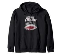 Good Wine & True Crime Ransom Note Style Design Zip Hoodie