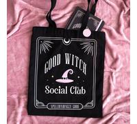 Good Witch Social Club Tote Bag With Pin - Witchy Polycotton Bag