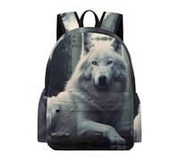 Goodaily White Wolf Wolves Laptop Backpack for Women Men Cute Shoulder Bag Printed Daypack for Travel Sports Work