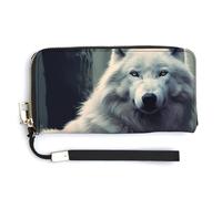 Goodaily White Wolf Wolves Womens Wristlet Wallet Leather Long Purse Card Holder Clutch Handbag