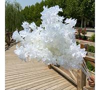 Goodangie00 5Pcs 33.5" White Artificial Cherry Blossom Flower Bushy Silk Branches for Spring Home Room Wedding Party Kawaii Decor, Japan's National Flower