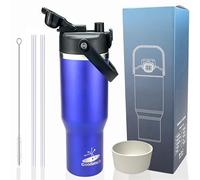 Goodatech 32oz Travel Mug, Stainless Steel Thermal Mug, Vacuum Leakproof Tumbler, BPA-Free, Double Wall, Flip-up Straw, Easy to Carry for Travel, Gym and Office (Blue)