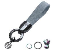 GOODAYY Genuine Leather Key Chain, Cowhide Car Key Strap with Spring Ring and Extra Split Rings, Universal Key Ring Accessory for Men and Women with Unique Box (Grey Size L, Grey)