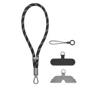 GOODAYY Phone Wrist Strap, Adjustable Elasticity Phone Strap with 1 Metal and 1 Nylon Patch, Universal Phone Lanyard for Outdoor Anti Theft Mobile Accessories (18cm,3M Black)