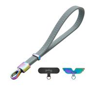 GOODAYY Phone Wrist Strap, Genuine Leather Phone Lanyard Adjustable Tightness with Ultra Thin Metal and Nylon Clips, Anti Theft Mobile Phone Accessories with Elegant Box (Cyberpunk, Grey)