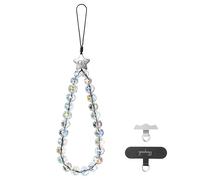 GOODAYY Phone Wrist Strap, Phone Lanyard Handmade Healing Gemstone Beaded Bracelet Style with 1 Metal and 1 Nylon Patch, Universal Accessories for Gift with Box (15cm) (Icy White-Rope)