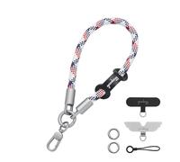 GOODAYY Phone Wrist Strap, Phone Lanyard with Genuine Leather Tag, Anti Theft Anti Drop Strap Multi-Purpose Outdoor Phone Accessory with Ultra thin Metal and Nylon Clip (18cm) (White-based)
