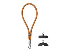 GOODAYY Wrist Strap Lanyard, Adjustable Elasticity Phone Wrist Strap with 1 Metal and 1 Nylon Patch, Universal Phone Lanyard for Outdoor Multifunctional Phone Accessories (Matte Grey Metal, Brown)