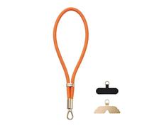 GOODAYY Wrist Strap Lanyard, Adjustable Elasticity Phone Wrist Strap with 1 Metal and 1 Nylon Patch, Universal Phone Lanyard for Outdoor Multifunctional Phone Accessories (Pale Gold Metal, Orange)