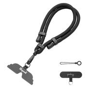 GOODAYY Wrist Strap Lanyard, Adjustable Tightness Phone Wrist Strap with 1 Metal and 1 Nylon Patch, Universal Phone Lanyard for Outdoor Multifunctional Phone Accessories (Black)