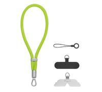 GOODAYY Wrist Strap Lanyard, Adjustable Tightness Phone Wrist Strap with 1 Metal and 1 Nylon Patch, Universal Phone Lanyard for Outdoor Multifunctional Phone Accessories (Silver Metal, Neon Green)
