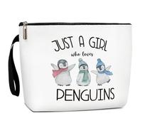 GOODBANER Animal Cosmetic Bag, Birthday Gifts for Women Thanksgiving Gifts Makeup Bag, Christmas Gifts for Daughter Sister Zipper Pouch, white, A Girl Who Loves Penguin /09
