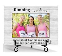 GOODBANER Running Race Picture Frame, Marathon Half Marathon Runners Gifts for Women, Cross Country Running Gift for Women Runner Female Table Decor Running Photo Frame 4x6 Photo /01