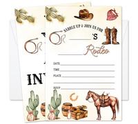 GOODBANER Western Country Birthday Party Invitations for Boys, 20 Pcs Cowboy Cowgirl Birthday Invitations Cards With Envelopes, Girl Teen Kids Birth Invite Cards /06