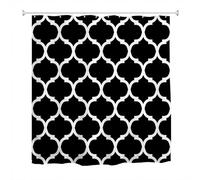 goodbath Black Shower Curtain, Moroccan Pattern Waterproof Polyester Fabric Bath Curtain for Bathroom Bathtub Hotel,180X180cm, Black White