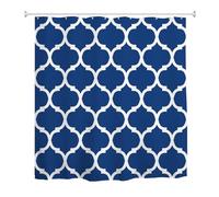 goodbath Blue Shower Curtain, Moroccan Pattern Waterproof Polyester Fabric Bath Curtain for Bathroom Bathtub Hotel, 180X180cm