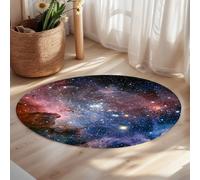 goodbath Galaxy Round Rug 4ft, Outer Space Nebula Stars Universe Starry Non Slip Area Rug Washable Bedroom Living Room Study Playing Floor Mat Carpet, 4 Feet,Colorful