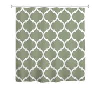 goodbath Green Shower Curtain, Moroccan Pattern Waterproof Polyester Fabric Bath Curtain for Bathroom Bathtub Hotel,180X180cm