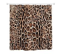 goodbath Leopard Print Shower Curtain 180x180 cm, Animal Pattern Cheetah Shower Curtains for Bathroom, Waterproof Fabric Bath Curtain with Hooks