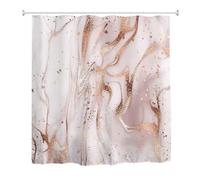 goodbath Marble Shower Curtain, Abstract Luxury Modern Waterproof Bathroom Bath Curtains With 12 Hooks,Pink Gold, 180x180cm