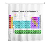 goodbath Periodic Table Shower Curtain 180 x 180 cm, Chemical Elements Waterproof Polyester Fabric Bath Curtain for Bathroom Bathtub Hotel