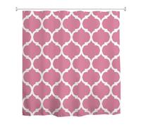 goodbath Pink Shower Curtain, Moroccan Pattern Waterproof Polyester Fabric Bath Curtain for Bathroom Bathtub Hotel 180X200cm