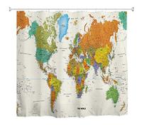 goodbath World Map Shower Curtain, Waterproof Anti Mould Polyester Bathroom Bath Curtains, 72 x 72 Inch, Colorful